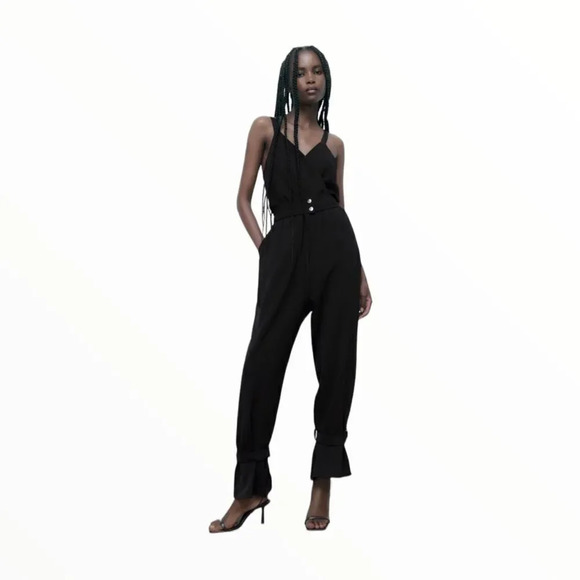 ZARA | Black | STRAP HEM JUMPSUIT - Picture 6 of 16